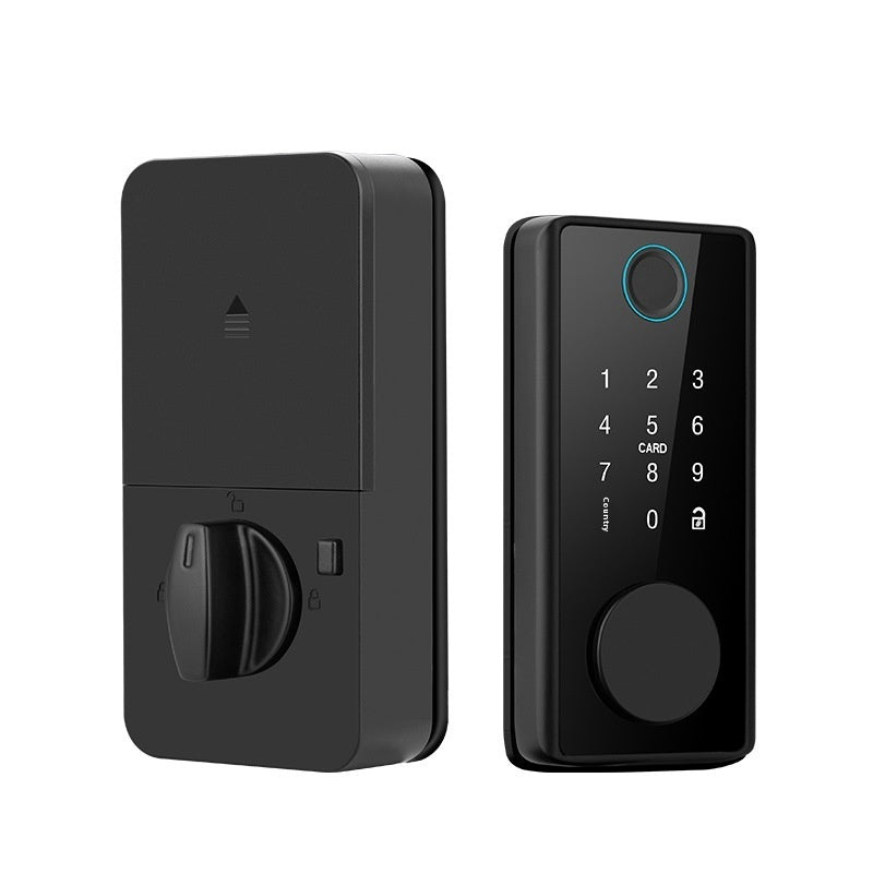Graffiti Smart Door Lock Wooden Door Fingerprint Lock Auxiliary Closing Smart WiFi Door Lock (Fingerprint + Code)