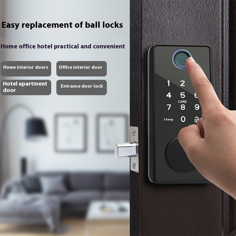 Graffiti Smart Door Lock Wooden Door Fingerprint Lock Auxiliary Closing Smart WiFi Door Lock (Fingerprint + Code)