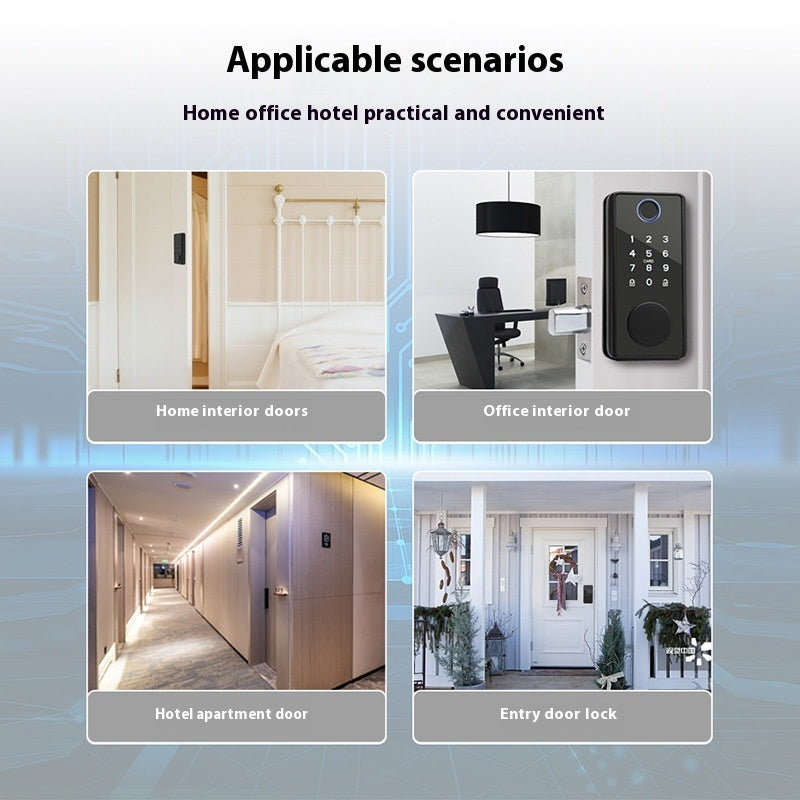 Graffiti Smart Door Lock Wooden Door Fingerprint Lock Auxiliary Closing Smart WiFi Door Lock (Fingerprint + Code)